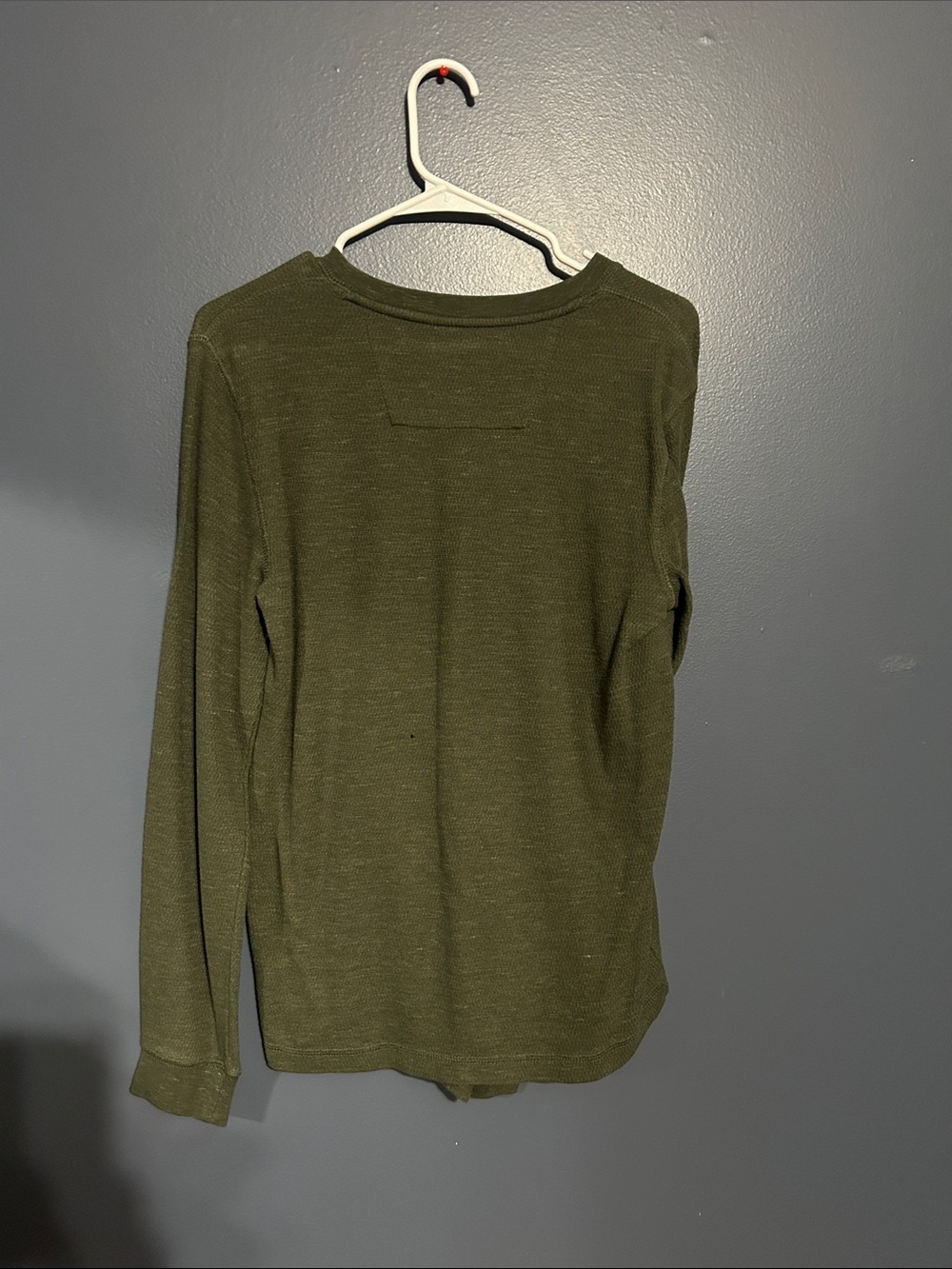 Men's Olive Green Long-Sleeve Henley Shirt - Picture 2 of 2